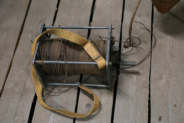 old cable reel in the museum