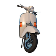 Scooter motorcycle vitange 1980s 2 - Front view white background 3D Rendering Ilustracion 3D