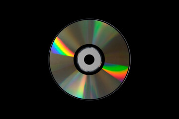 cd or dvd, storage data information technology. music and movie record. holographic side of the...
