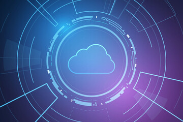 Obraz premium Modern cloud technology futuristic, online storage, work from home 