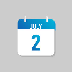 White daily calendar Icon July in a Flat Design style. Easy to edit Isolated vector Illustration.