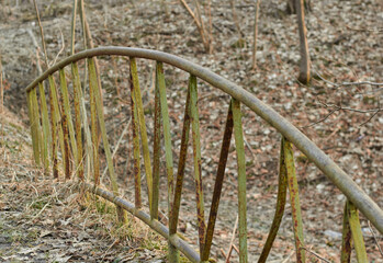 Rusty part of a metal bridge.