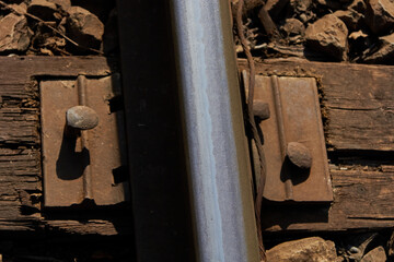 Railway track close up.