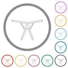 Collapsible clothes dryer rack flat icons with outlines