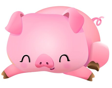 Cute pink pig vector image background cartoon character illustration