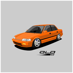 Fototapeta premium Sedan orange old car logo design inspiration