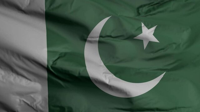 Pakistan flag seamless closeup waving animation. Pakistan Background. 3D render, 4k resolution
