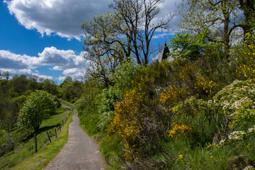 Obraz premium Hiking trail past the Weinfelder Chapel near Daun