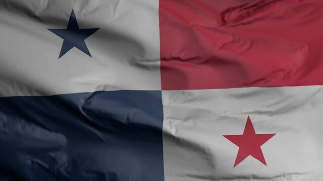 Panama flag seamless closeup waving animation. Panama Background. 3D render, 4k resolution