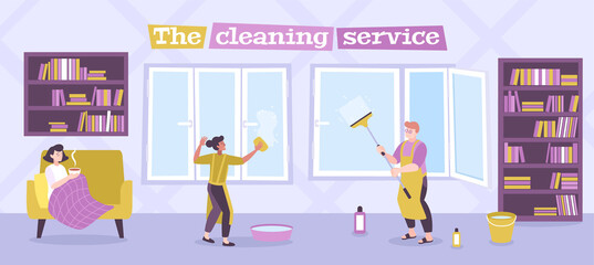 Residential Windows Cleaning Service Illustration