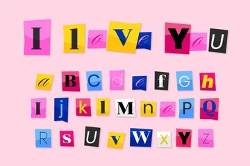 Ransom Note Letter Set Paper Style