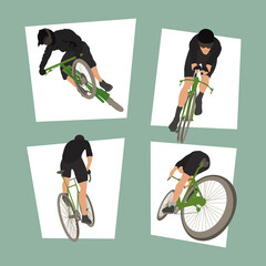 four cyclists sport - obrazy, fototapety, plakaty
