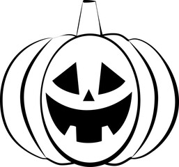Silhouette of a pumpkin with a face. For the Halloween holiday. Coloring book