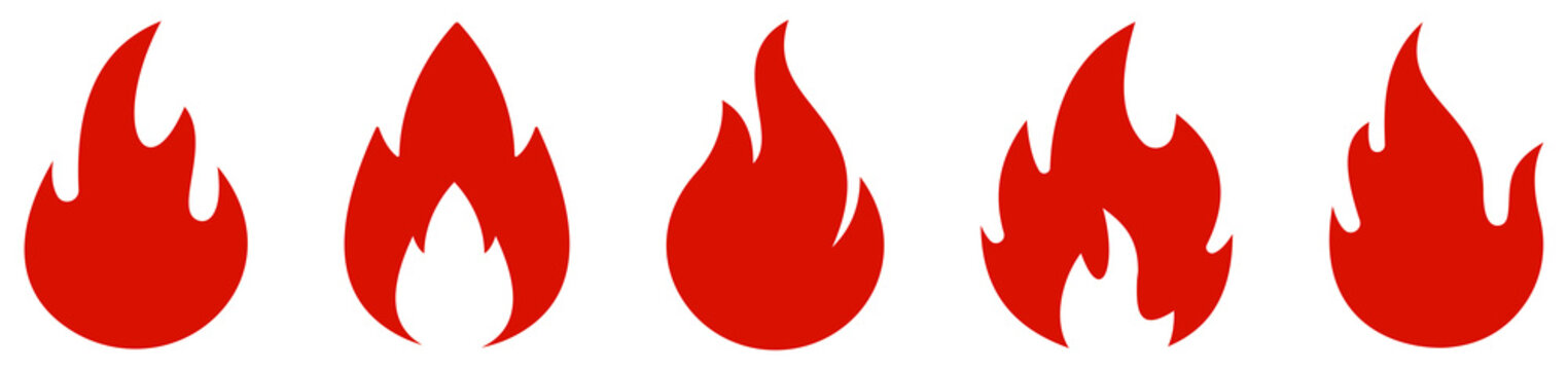 Fire red, flames icon set. Logo design fire. Vector illustration
