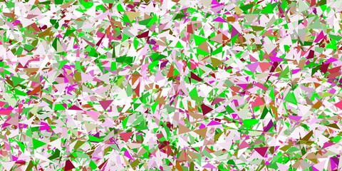 Light pink, green vector texture with random triangles.