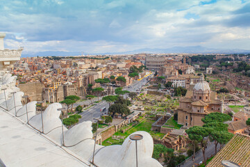 cityscape of Rome city, Italy. aerial view