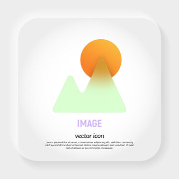 Image or picture icon for app. Glassmorphism style. Vector illustration.