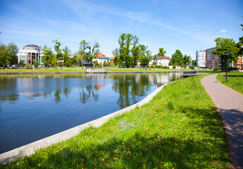 Fototapeta na wymiar View of the Upper Pond. Kaliningrad, Russia.