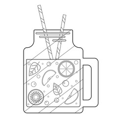 Vector fruit smoothie illustration. Outline drawing.