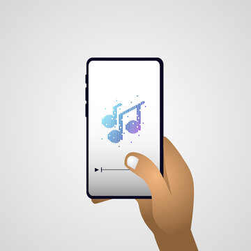 Illustration hand play music on mobile phone