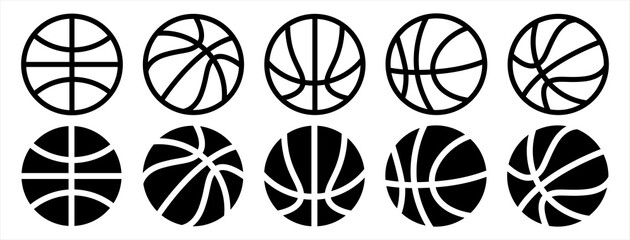 basketball icon set in line style, Vector illustration.