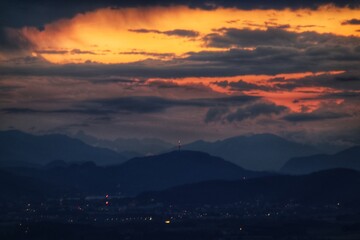 sunset in the mountains