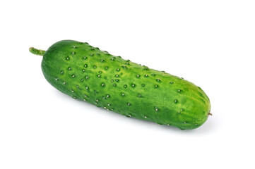 fresh whole green cucumber isolated on white background.