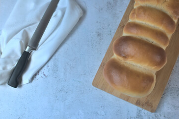 Sweet and fluffy Japanese bread. Homemade concept
