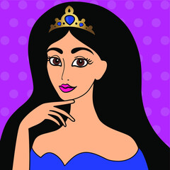 portrait of a woman, Portrait of a fabulous beauty. An oriental princess from a fairy tale. Vector beautiful girl with dark hair.