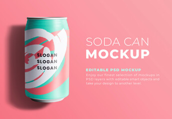 Editable Soda Can Mockup