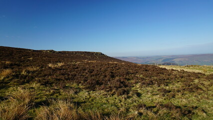 Bright blue sky on Higger Tor, National Peak District, United Kingdom