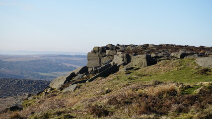 Huge boulders on edge of Higger Tor, National Peak District, United Kingdom