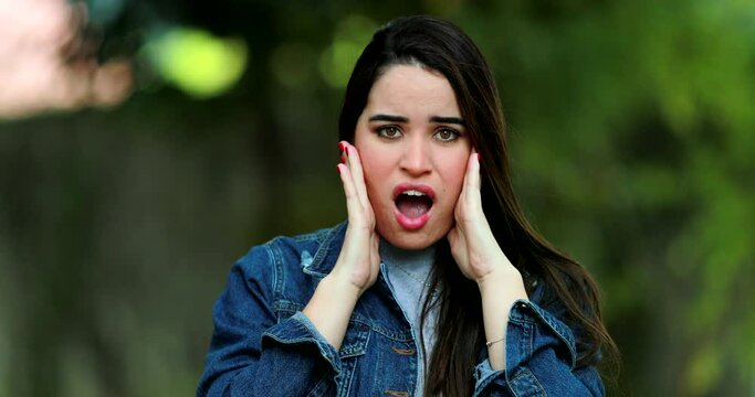 Confused young woman feeling frustration and worry emotion