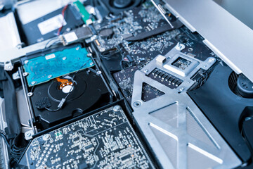 Solutions services electronic hardware. Engineer technician man upgrade and maintenance digital pc....