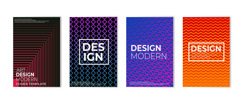 Minimal covers design set. Colorful halftone gradients. Future geometric patterns. Vector illustration