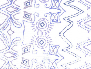 Floral Ikat Pattern. Blue Tie Sample Shawl