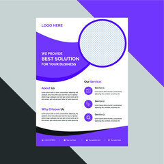 Business abstract purple flyer template. brochure design, cover modern layout, annual report, poster, flyer in A4 vector design