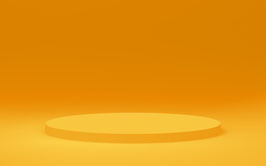 Abstract 3d yellow color cylinder podium minimal studio background.