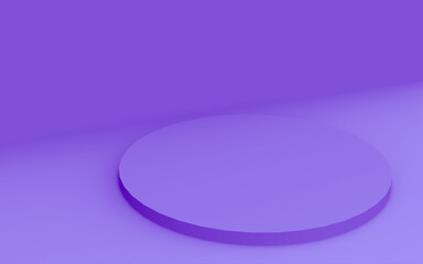 Abstract 3d purple violet color cylinder podium minimal studio background.