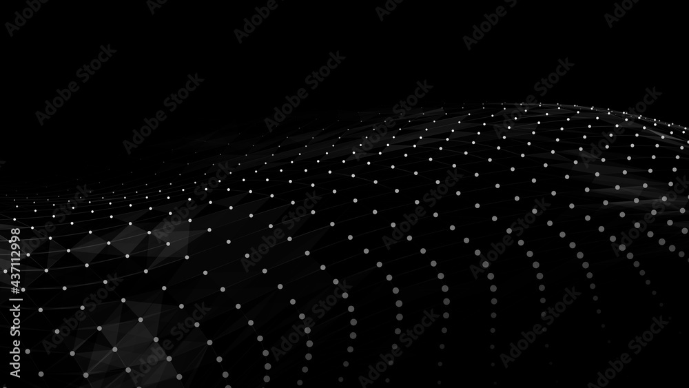 Poster vector polygonal space with dots and lines. triangular structure. background concept for your design