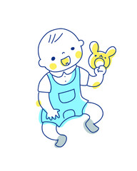 ガラガラを持って遊ぶ赤ちゃん