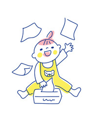 ティッシュを出して遊ぶ赤ちゃん