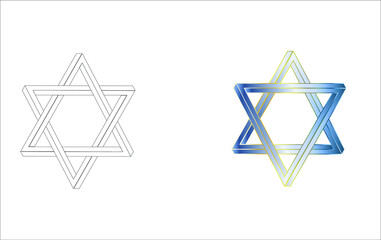 Two stars of David. Jewish blue star on a white background.