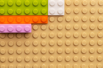 Details of children's plastic building kit close up