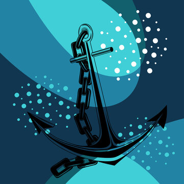 Vector image of an anchor on an abstract background. Design elements for print, flyer, banner.