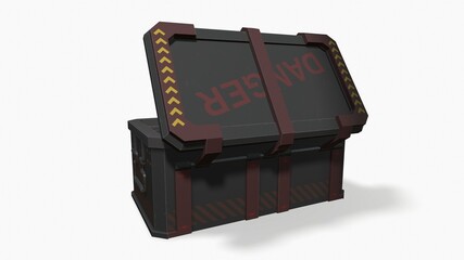 sci fi military box on white background 3d-illustration 3d-rendering