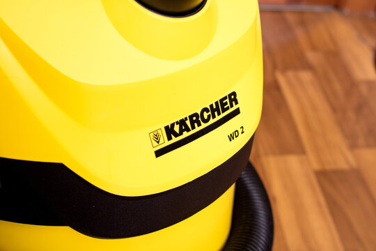 BELARUS, NOVOPOLOTSK - 30 MAY, 2021: Yellow vacuum cleaner karcher