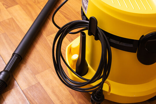 BELARUS, NOVOPOLOTSK - 30 MAY, 2021: Yellow vacuum cleaner karcher