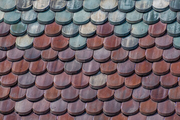 Area of colored roof tiles texture or background