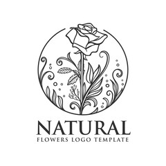 hand drawn natural flower logo